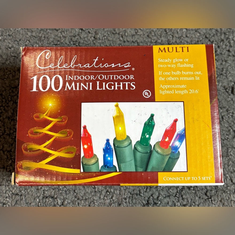 Celebrations 20.6ft Mini String Lights Indoor Outdoor Colorful 100 New